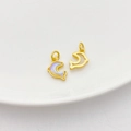 18K gold-plated dolphin charms with aurora moonstone inlay for DIY jewelry making - Dolphin Pendant 7.5x3mm