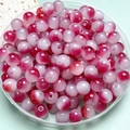 8mm wit-roze gradiënt glazen kralen voor DIY-sieraden maken in een ronde opbergdoos - Rode Gradiënt