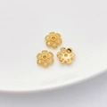Cuenta espaciadora de flor bañada en oro 18K con circonita para joyería artesanal - Estilo 23 Capuchón Flor 11mm Agujero 1.8mm