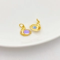 18K gold-plated rabbit charm pendant with imitation moonstone for jewelry making - Moon Rabbit Pendant 13.5x13mm
