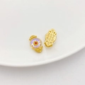 18K matte gold dolphin and butterfly charm with imitation moonstone for DIY jewelry - Safety Buckle Hand Charm 20x12mm