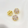 14K vergoldete Gänseblümchen-Abstandshalter mit lila Kristallen für DIY-Schmuck - 14mm (1 Stück/Packung) / Lila Kleine Gänseblümchen