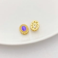 18K gold-plated oval charm with purple stone and pearl border for DIY jewelry - Oval Spacer Bead 13.5x11.5mm