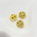 14K vergoldete Gänseblümchen-Perlen mit Zirkonia in Grün und Rosa für DIY-Schmuck - 14mm (1 Stück/Packung) / Grünes Gänseblümchen
