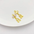 Golden butterfly charms with purple enamel and Chinese engraved joy tag for jewelry - Bowknot Pendant 30x14mm