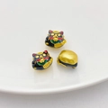 Drie handgemaakte vergulde zwarte emaille wenkende kat kralen voor DIY sieraden maken - 1# Gelukskat Tussenkraal (5471729721130) / 12*11mm Gat ongeveer 3.8mm