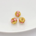 Drie vergulde kersenbloesemkralen met roze emaille voor DIY-sieraden maken - 2# Kersenbloesem Tussenkraal (5471729721131) / 11mm Gat ongeveer 1mm