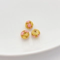 Goldene Perlen mit rosa Emaille-Blumen und Münzmuster für DIY-Schmuckherstellung - 6# Kirschblüte Hohlperle (5471729721135)