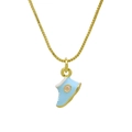 Close-up of golden box chain necklace with a light blue sneaker pendant and pink details - Sky Blue (DN241103-A)