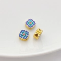 Vintage vergoldete Emaille-Lotusperlen mit aufwendigen blauen und roten Blumenmustern - 10# Cloisonne Blaue Perle (5471729721139)
