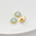 Handgefertigte goldene Lotusperle mit Emaille und Kirschblüte für DIY-Schmuck - 12# Flache Blumenperle (5471729721141)