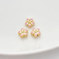Set mit 3 vergoldeten Blumenperlen mit rosa-weißem Emaille für DIY-Schmuckherstellung - 13# Rosa-Weiße Fünfblättrige Blume (5471729721142)