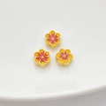 Drei vergoldete Emaille-Blumenperlen für DIY-Schmuckherstellung im Lotus-Design - 14# Gelb-Rote Sechsblättrige Blume (5471729721143)