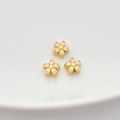 Rosa und weiße Lotusblumen-Perlen in Gold-Optik für handgefertigten DIY-Schmuck - 16# Rosa Blütenblatt Weiße Mitte Perle (5471729721145)