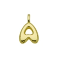 Detailed macro shot of a golden bubble letter A pendant with a smooth polished finish - Letter A (Pendant Only)