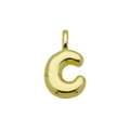 Detailed view of the shiny gold bubble letter C pendant with a rounded polished finish - Letter C (Pendant Only)