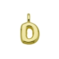 Macro detail of a 3D bubble letter D pendant in polished gold finish with a shiny surface - Letter D (Pendant Only)