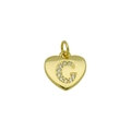 Makroaufnahme von Gold-Herzanhänger mit funkelndem G-Buchstaben aus Zirkonia-Pavé - Buchstabe G Herz Anhänger Ohne Kette (DN241115-C)
