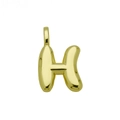 Detailed macro view of a golden bubble font letter H pendant with a smooth polished finish - Letter H (Pendant Only)