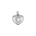 Detailed close-up of heart-shaped silver pendant with micro-pave zircon letter G - Letter C Only (Without Chain)