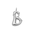 Macro detail of silver bubble style alphabet B pendant with polished metallic finish - Letter B (Pendant Only)