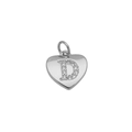 Macro detail of heart-shaped pendant with crystal-encrusted letter D in silver plating - Letter D Only (Without Chain)