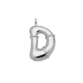 Detailed macro view of 3D bubble style metal letter D pendant with polished silver finish - Letter D (Pendant Only)