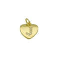 Nahaufnahme des goldenen Herzanhängers mit glitzerndem Zirkonia-besetztem Buchstaben J - Buchstabe J Herz Anhänger Ohne Kette (DN241115-J)
