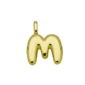 Macro shot of 3D puffy balloon letter M pendant with high-polished gold finish - Letter M (Pendant Only)