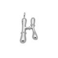 Macro view of silver alphabet H bubble pendant with polished fluid bamboo texture - Letter H (Pendant Only)