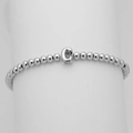 Detailed close-up of a silver beaded bracelet featuring a 3D balloon letter C pendant - Letter C (DB241104-C)