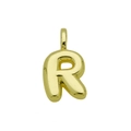 Macro view of gold 3D balloon alphabet letter R pendant with polished mirror finish - Letter R (Pendant Only)