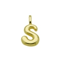 Detailed view of glossy gold puffed 3D letter S pendant with polished mirror finish - Letter S (Pendant Only)