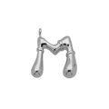 Macro detail of silver bubble letter M pendant with polished metallic finish and bale - Letter M (Pendant Only)