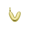Detailed macro view of 18K gold-plated bubble letter V pendant with mirror polish finish - Letter V (Pendant Only)