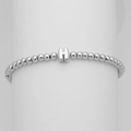 Bracciale a sfere argentate con ciondolo a lettera H maiuscola 3D su colonna bianca - Lettera H (DB241104-H)