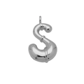 Detailed view of silver bubble letter S pendant with polished metallic 3D finish - Letter S (Pendant Only)