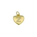 Detailansicht eines goldenen Herzanhängers mit Z-Buchstaben und Zirkonia-Besatz - Buchstabe Z Herz Anhänger Ohne Kette (DN241115-Z)