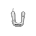 Detailed view of silver polished bubble letter U pendant with smooth metallic finish - Letter U (Pendant Only)