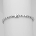 Macro di bracciale a sfere d'argento con un ciondolo a lettera M stile palloncino 3D - Lettera M (DB241104-M)