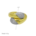 Detail shot of 15mm two-tone mixed metal ring with pavé zircon cross design - Intertwined Two-Tone Style (DR241114-B)