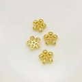Set van vier 14K vergulde bloemkralenkapjes met heldere zirkonia voor DIY-sieraden - 14K Goud Stijl 2 (8mm)