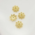 14K vergoldete Blumen-Zwischenperlen mit Zirkonia-Inlay für DIY-Schmuckherstellung - 14K Gold Stil 5 (11mm)