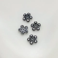 Perlkappen in Blumenform aus Gunmetal mit Zirkonia für DIY Schmuckherstellung - Gewehrschwarz Stil 2 (8mm)
