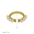 Detail of adjustable gold ring featuring white pearls and tiny zircons weight 2.7g - Adjustable Open / 8-Pearl Row Style (DR241119-D)