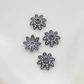 Perlenkappe in Blütenform, gun-schwarz, 14K vergoldet mit klarem Zirkonia-Inlay - Gewehrschwarz Stil 5 (11mm)