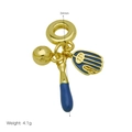 Detailed view of baseball charm pendant with bat and glove in gold-plated enamel - Baseball Theme Pendant Only (Without Chain)