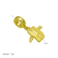 Macro shot of 1.8g golden rectangle charm with S engraving and polished details - Wing Letter S Pendant (DB241121-F) Pendant Only (Without Chain)