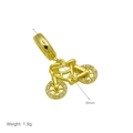 Detailed 20mm gold bicycle charm with sparkling zircon wheels for bracelets and necklaces - Rhinestone Bicycle Pendant (DB241121-G) Pendant Only (Without Chain)