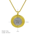 Detail of two-tone St. Benedict pendant with dimensions 20mm by 25mm on box chain - St. Benedict Medal Style (DN241203-A)